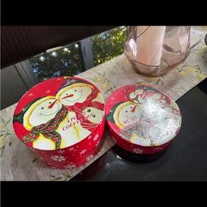 🎁 Never used new in box -Set of 4 Snowman Coffee Mugs & plates